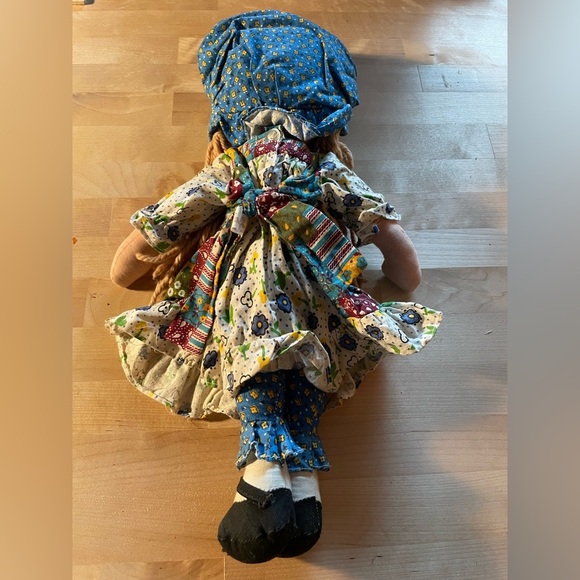 Vintage Holly Hobbie Patchwork Rag Doll with Blue Outfit - Picture 7 of 9
